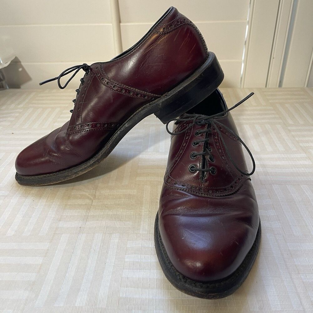 Foot Joy Men Oxford Shoes Leather‎ Burgundy Size 7.5D Style 73981 Made In USA